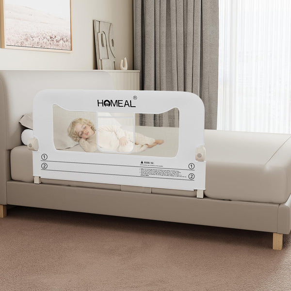 HOMEAL bed rail for toddlers with 32in swing-down design enabling easy bed access