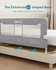 HOMEAL bed rail with U-shaped base adds extra stability for bedtime routines.