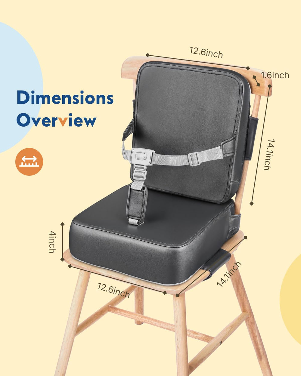 HOMEAL booster seat with removable cover ready for machine washing for deep cleaning.