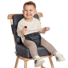 HOMEAL booster seat-secure design with adjustable straps for a stable dining setup.