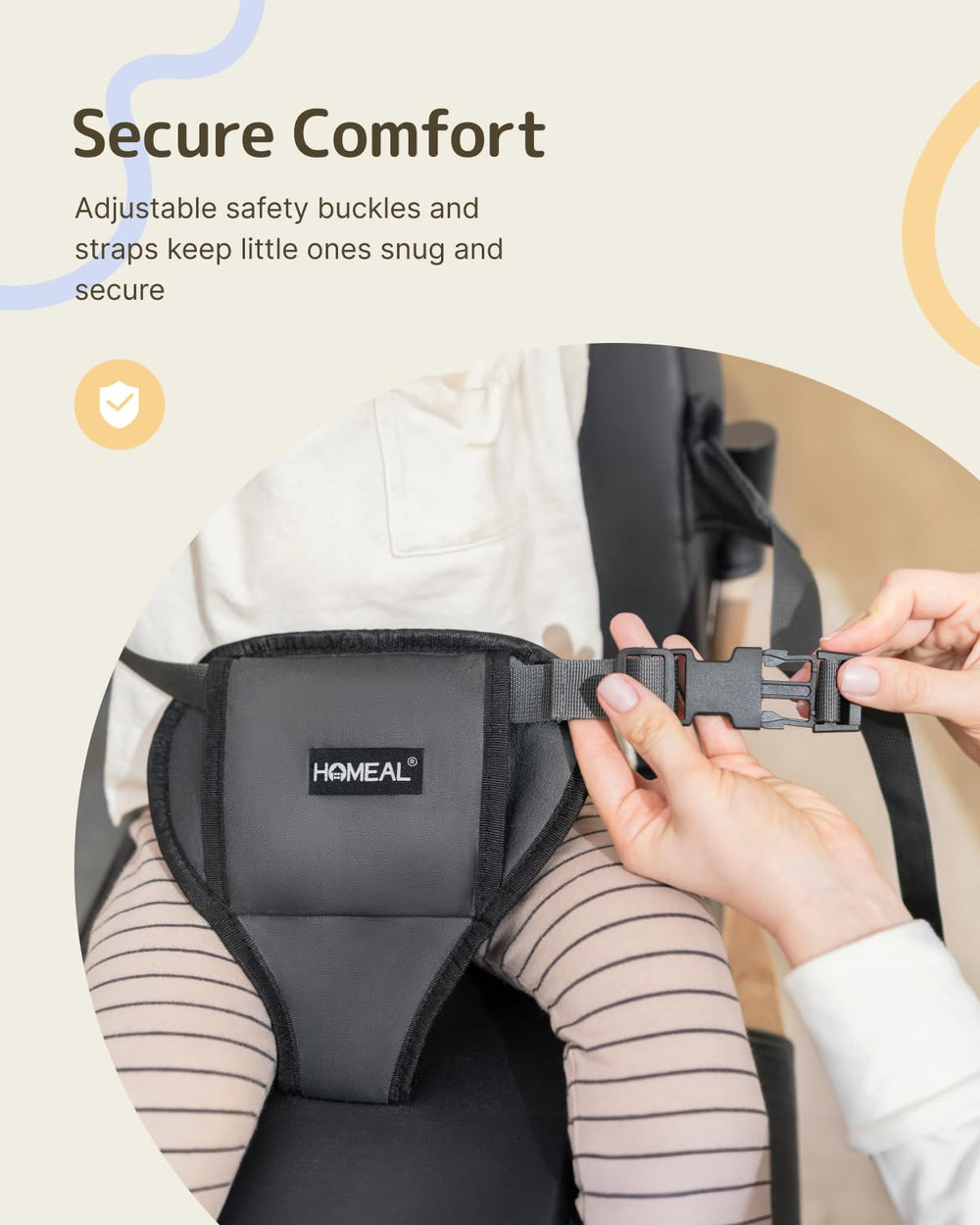 HOMEAL booster seat-thick-foam-seat offers cushioned support for growing kids.
