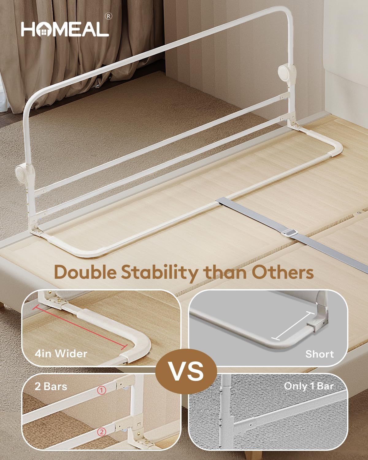 Homeal foldable bed rail with easy access design lets toddlers climb in confidently