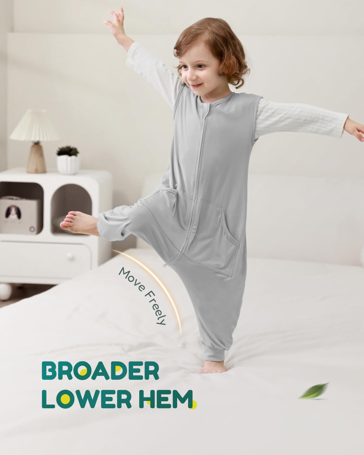 HOMEAL machine washable grey sleep sack for convenient care