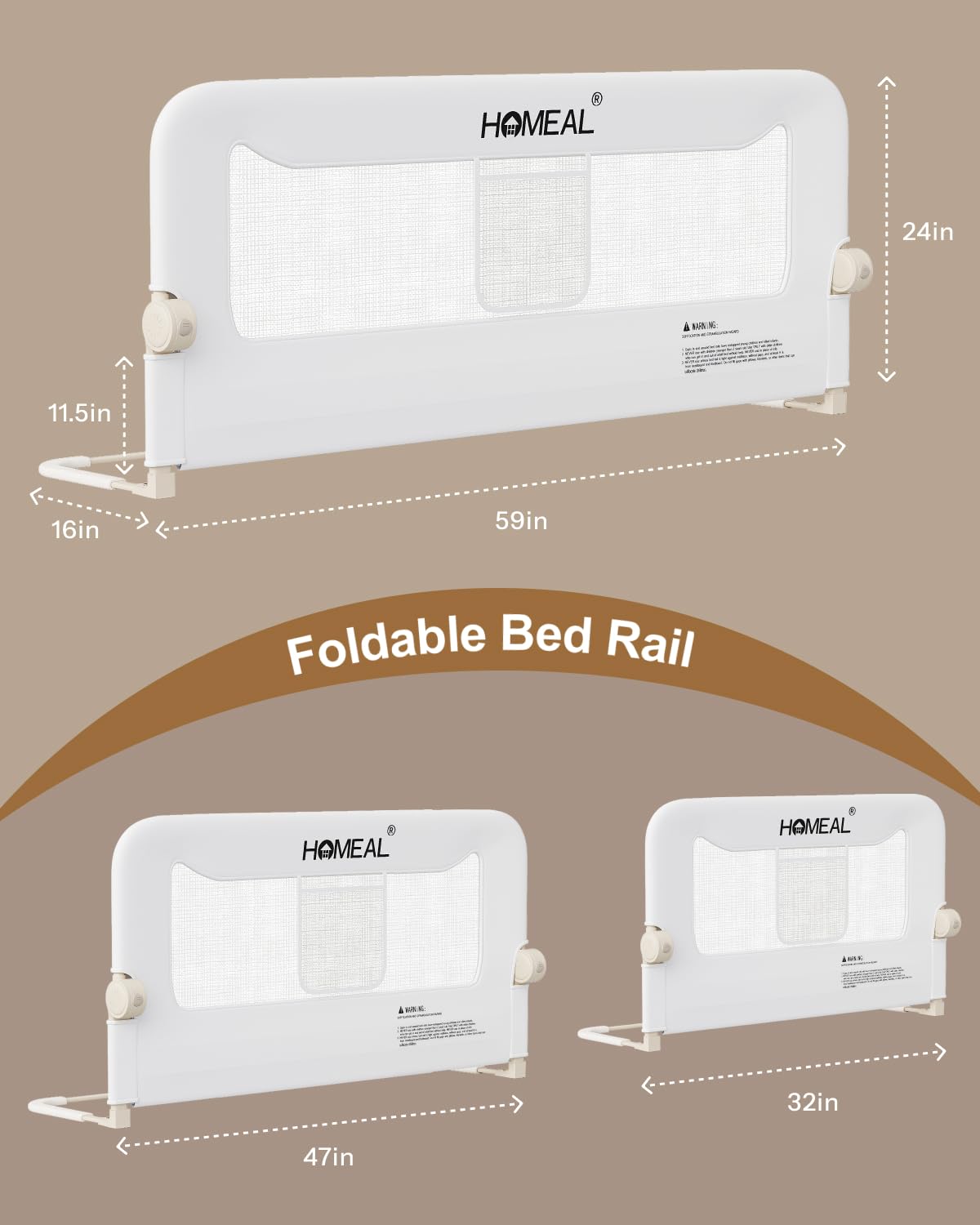 Homeal bed rails available in multiple sizes and colors to fit any room