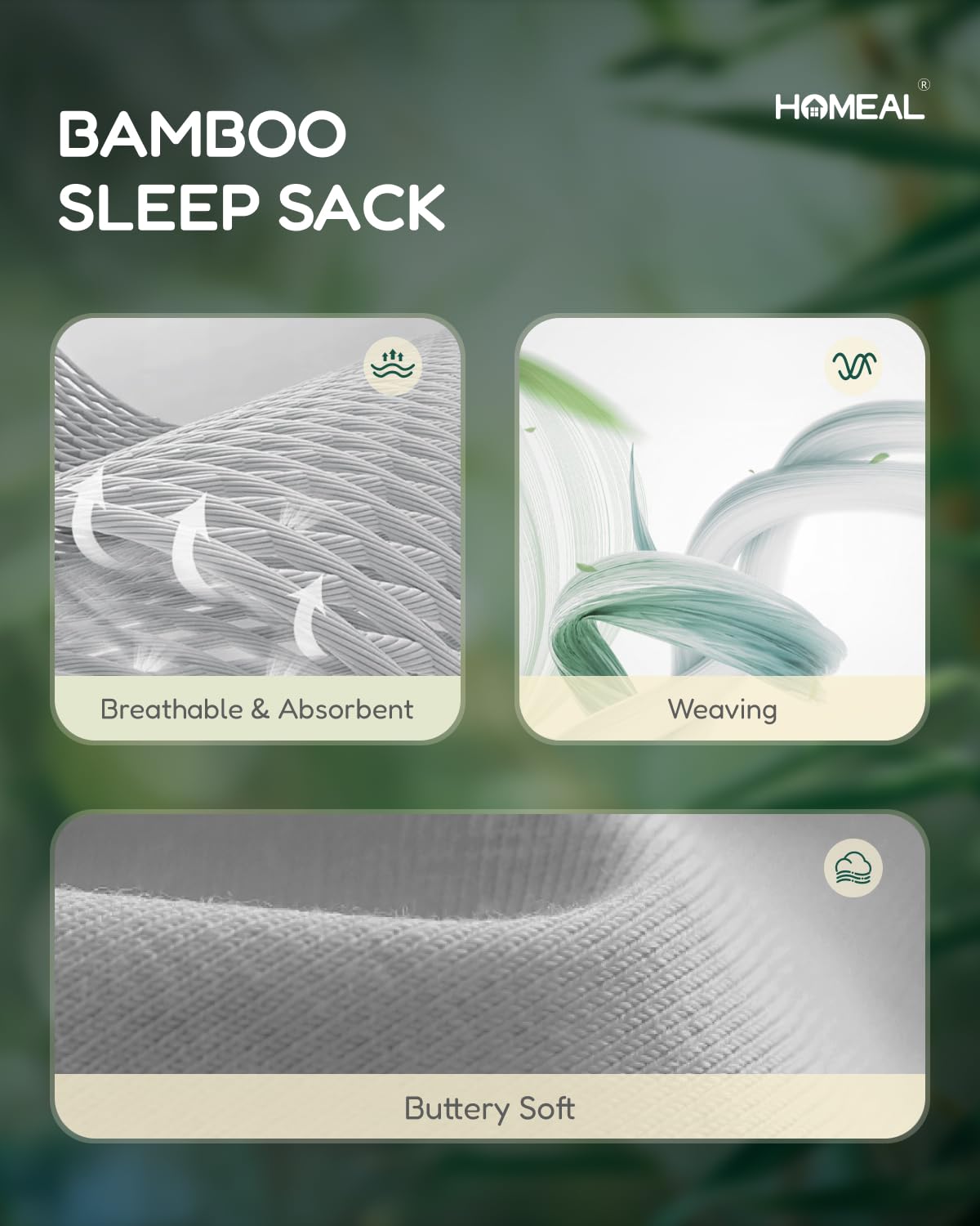HOMEAL sleep sack with double zippers grey for easy diaper changes at night