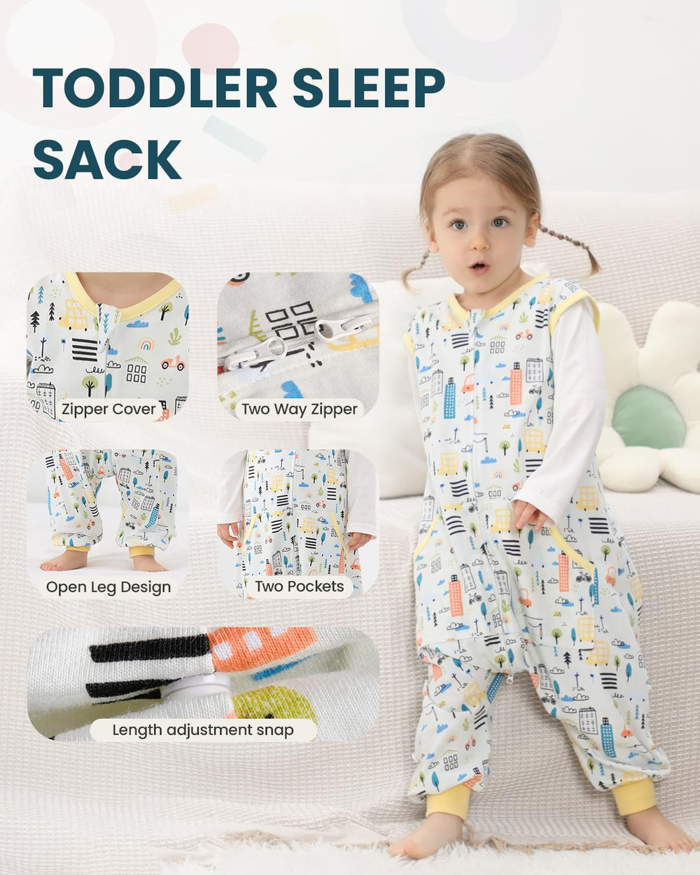 HOMEAL Sleep Sack features dual-direction zippers for easy diaper changes.