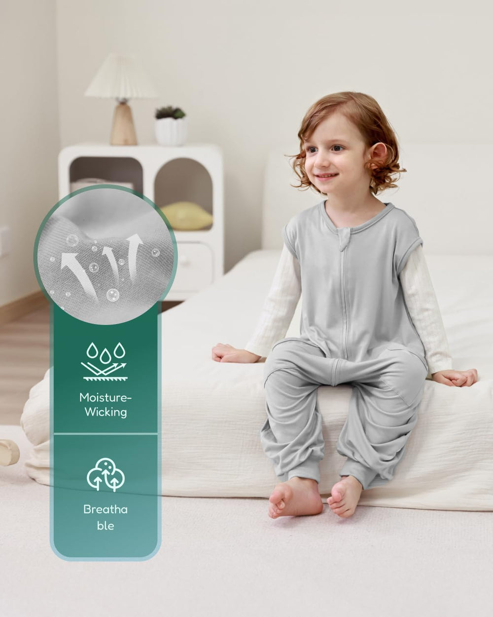 HOMEAL sleep sack with feet grey open leg design for free movement during sleep