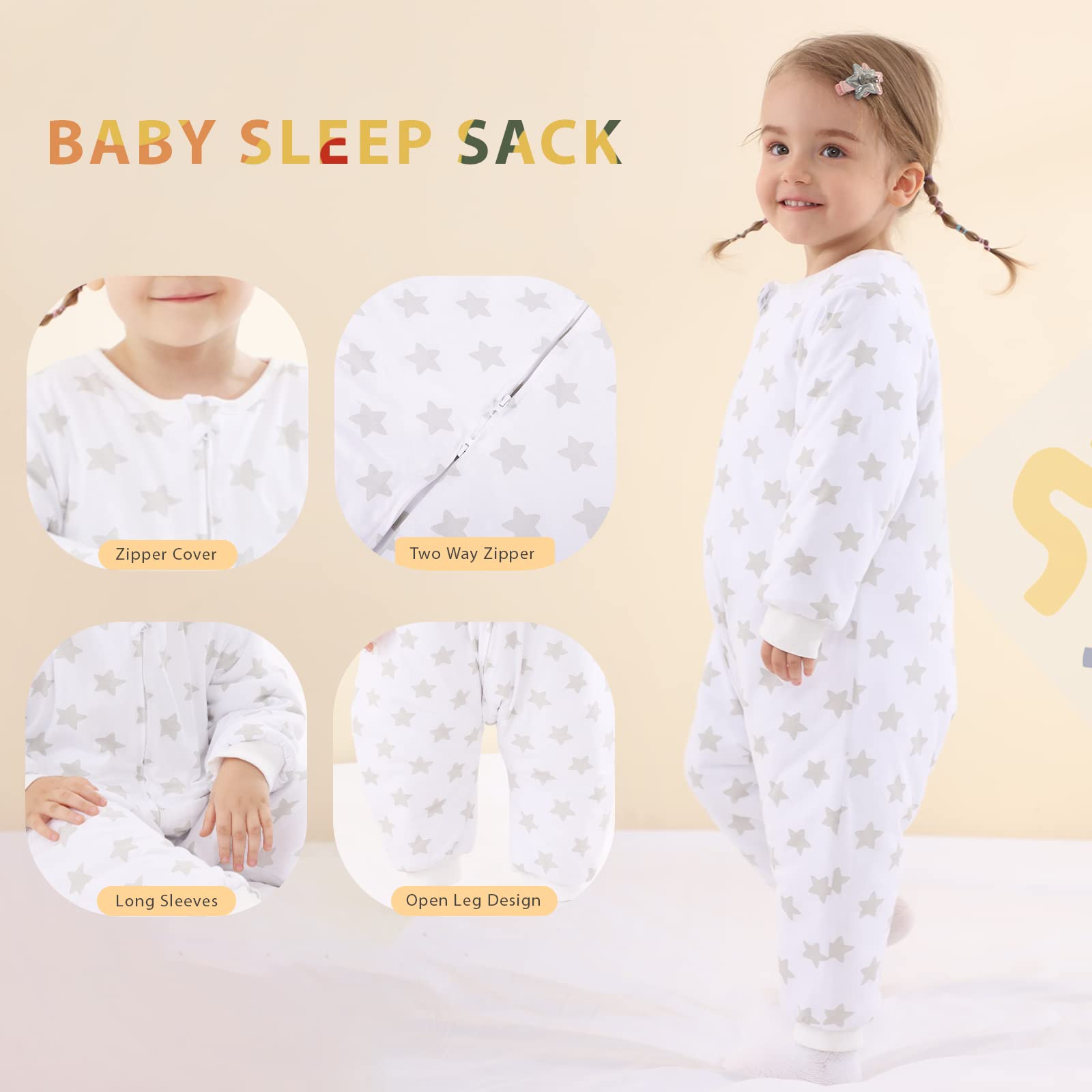 HOMEAL sleep sack with legs enables safe walking while staying warm.
