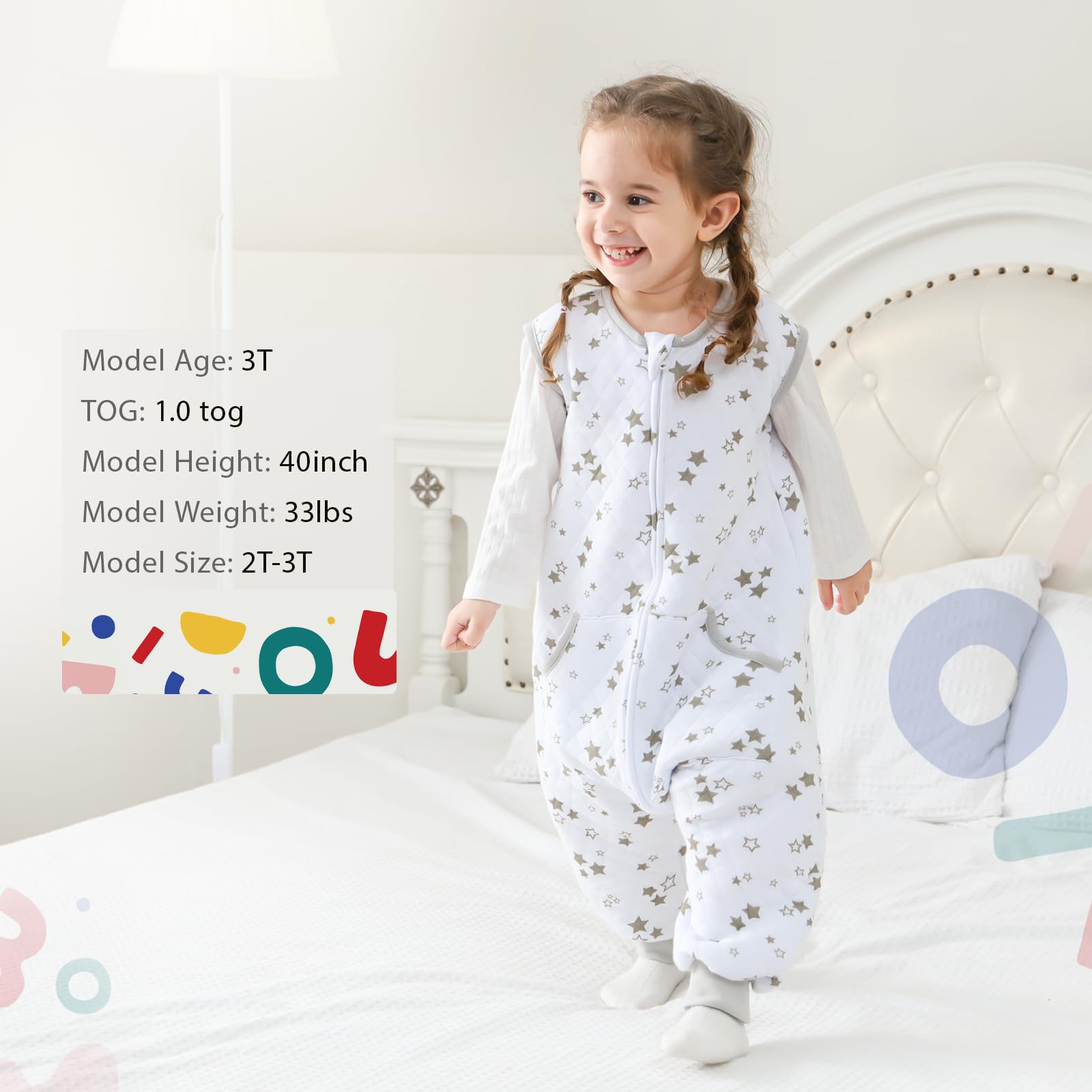 HOMEAL sleep sack pockets for small items and comforts.