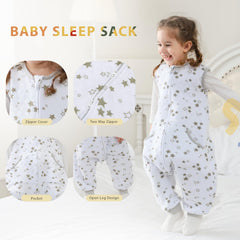 Homeal sleep sack with two-way zipper enables easy diaper changes.