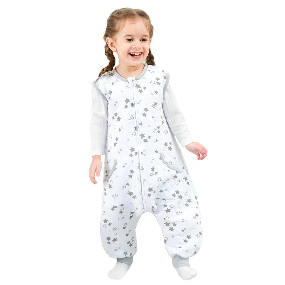 HOMEAL Toddler Sleep Sack with Feet front view highlights cozy warmth for active toddlers.