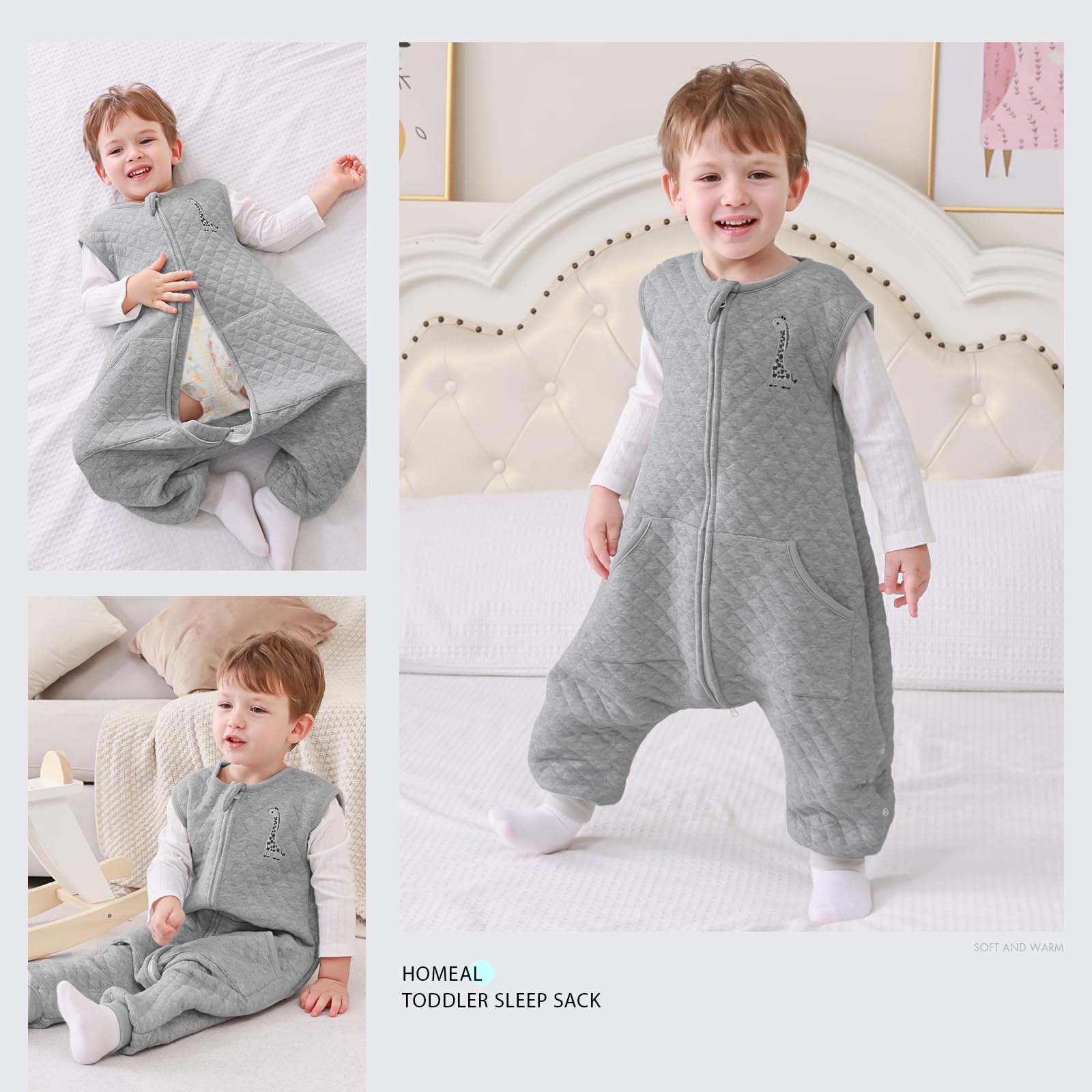 HOMEAL Toddler Sleep Sack with Feet – machine-washable design for easy care and durable use.