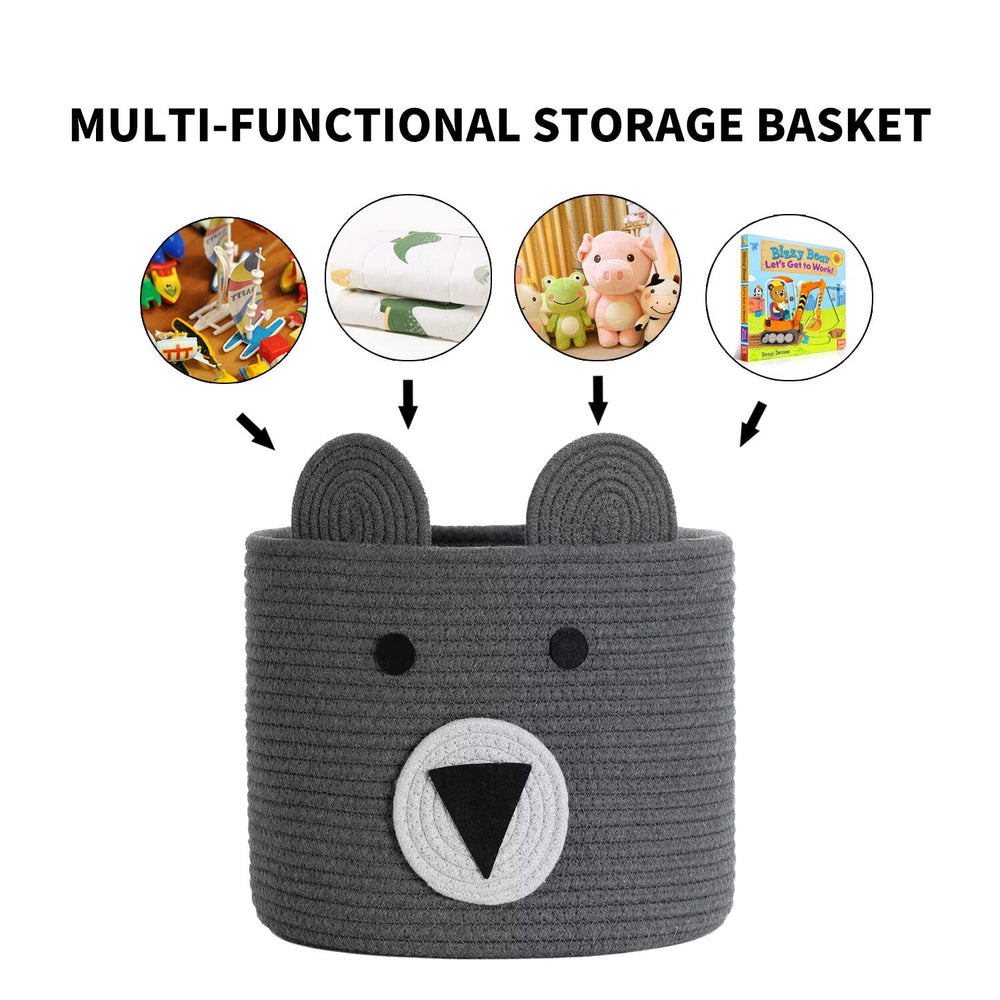 Homearda bear-face woven basket adds charming decor for kids room