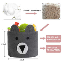 Homearda cotton rope storage basket shows spacious capacity for toys and blankets