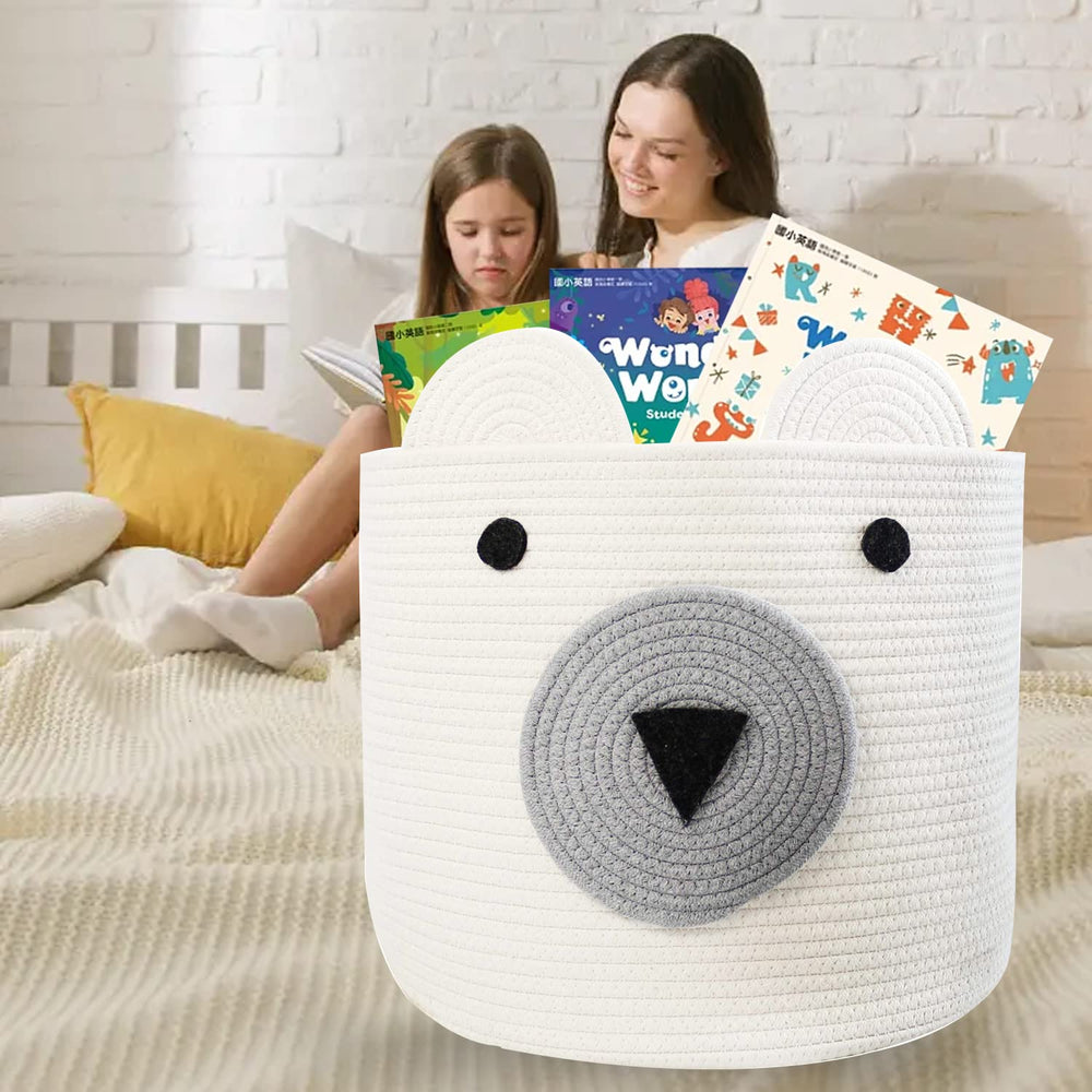 Homearda multipurpose storage basket adds decorative touch in living spaces.