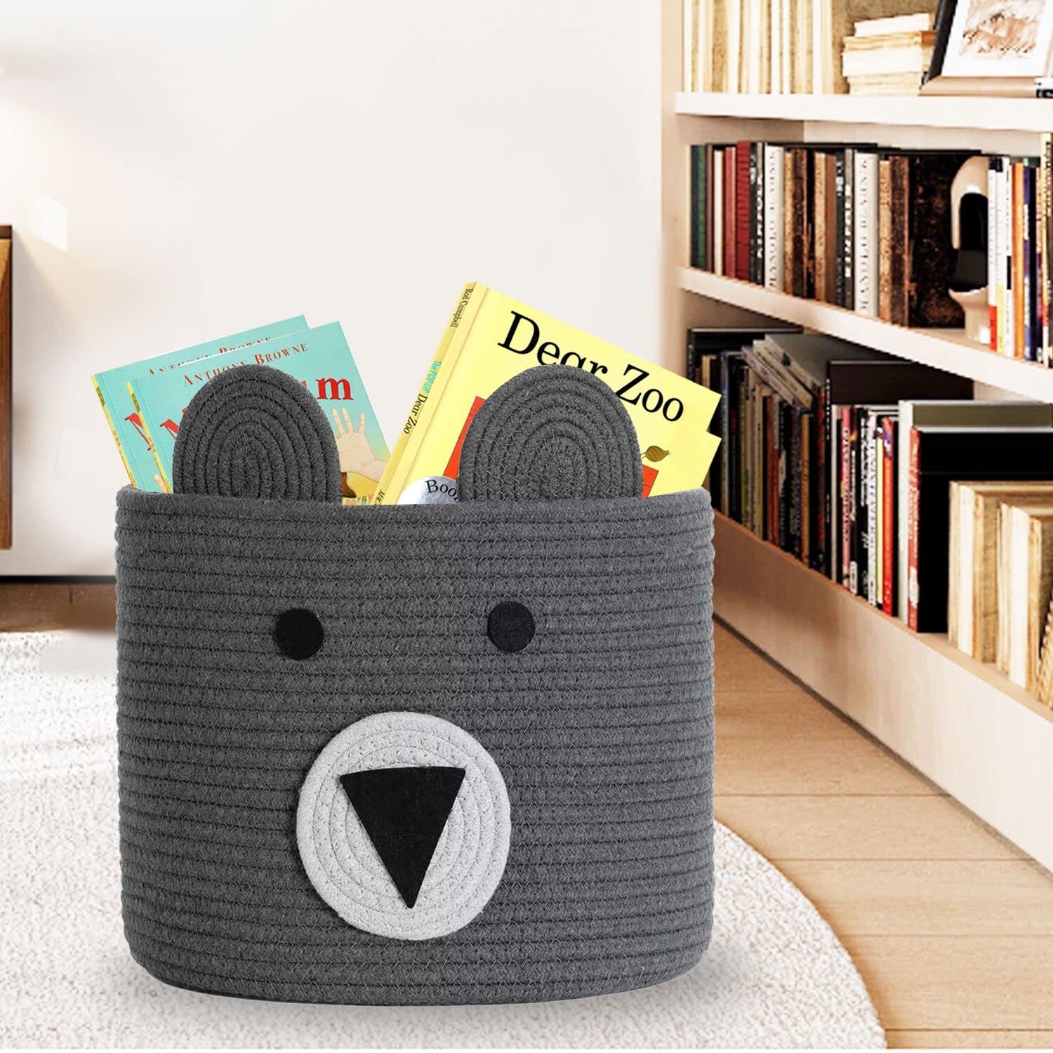 Homearda nursery decor basket blends with bedroom style and baby's essentials