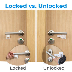 HomeBrella adhesive door lock on handle, no tools required.