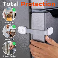 HomeBrella fridge lock demonstrates universal compatibility on multiple appliances.