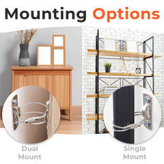 HomeBrella wall anchors securing TV stand for earthquake-ready living room.