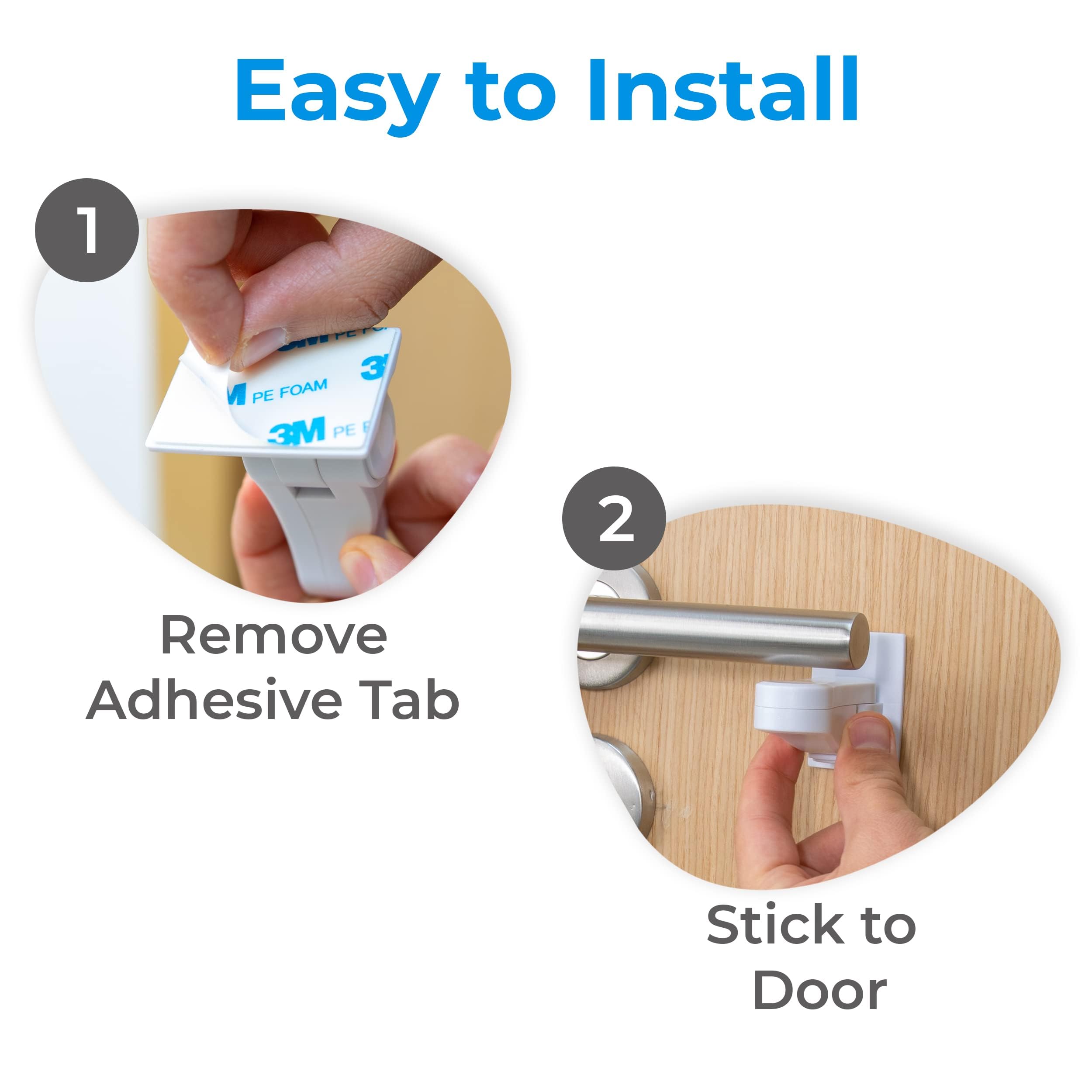 HomeBrella wide compatibility with wood, glass, and steel door levers.