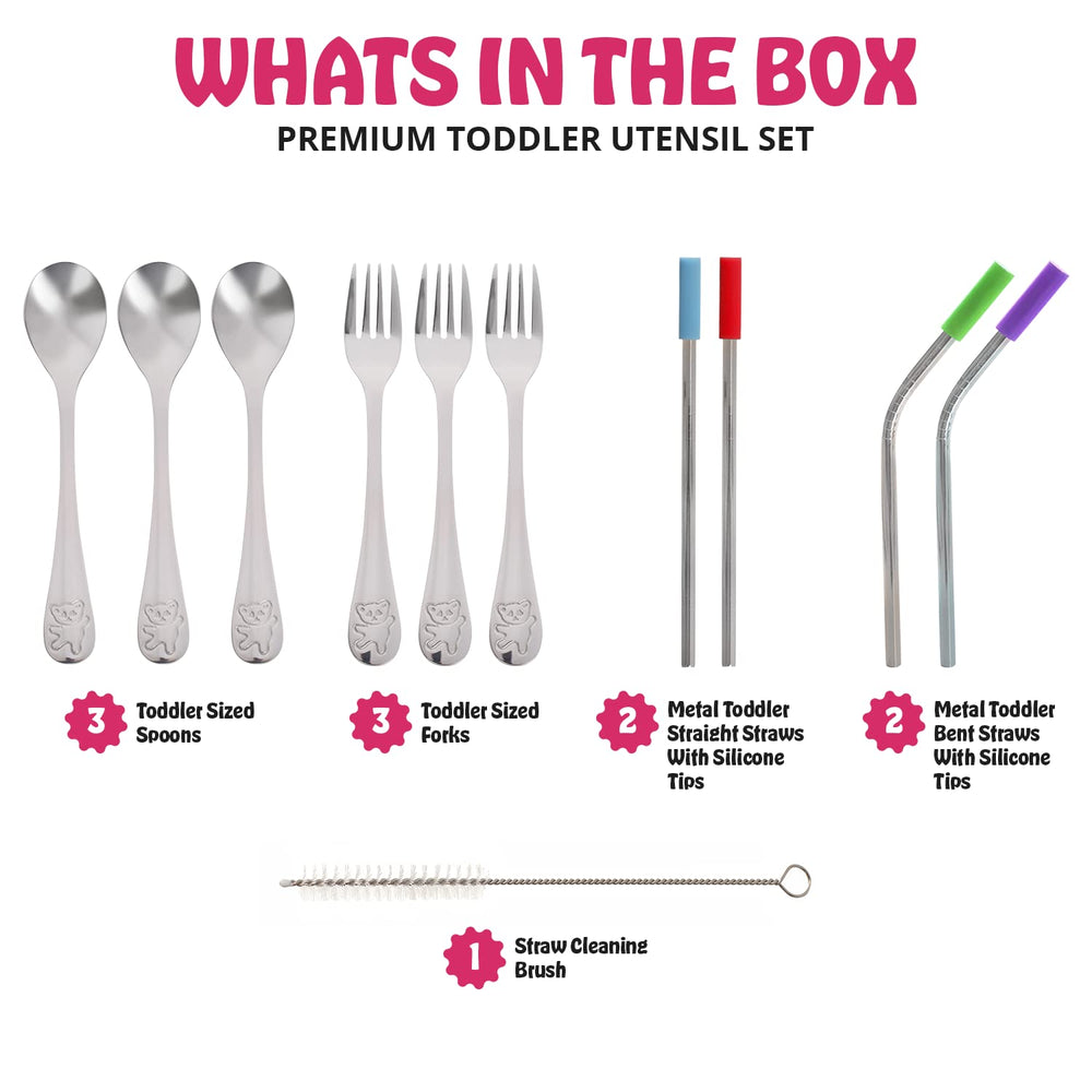 HOMEFAVE toddler forks with rounded tines promote safe toddler dining