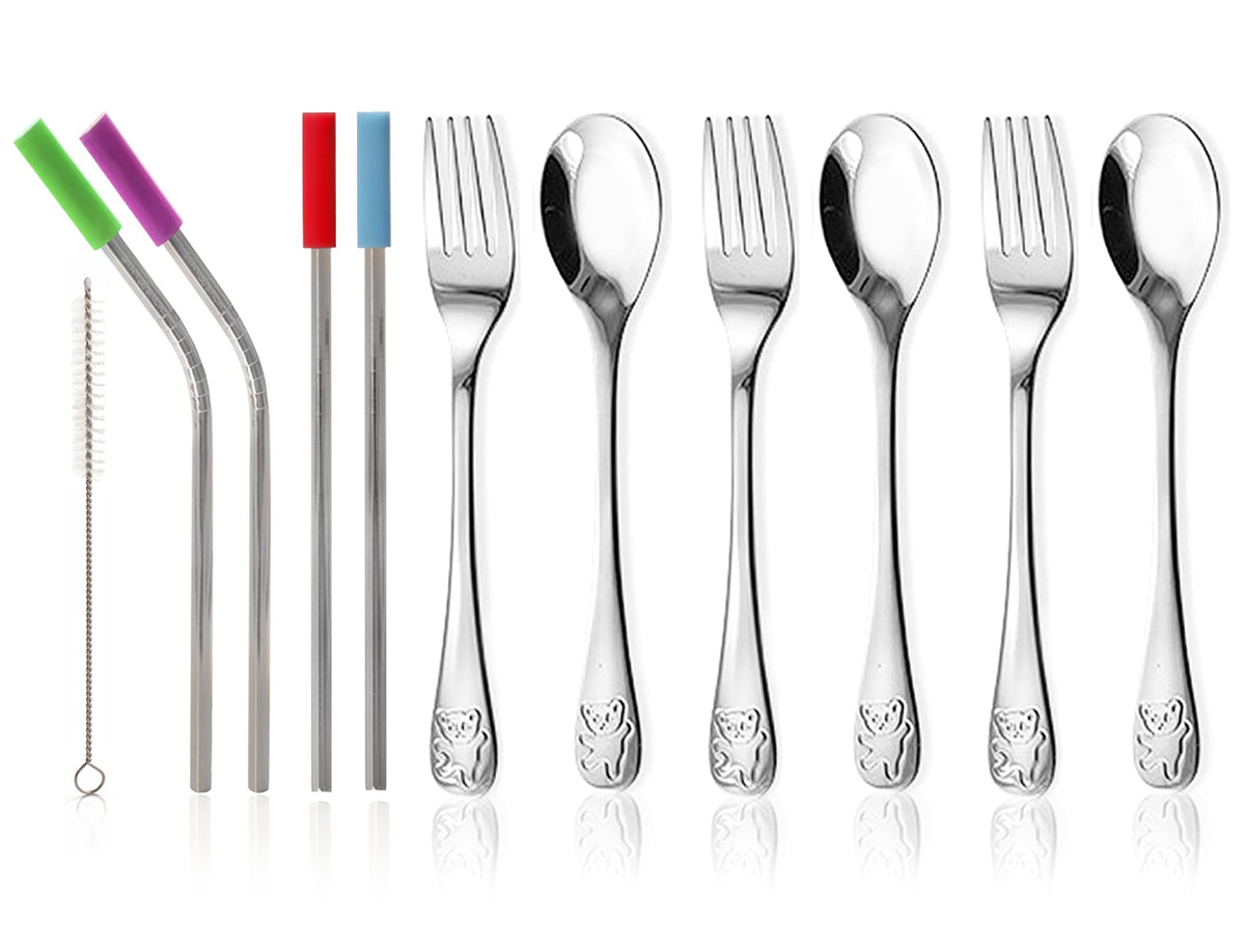 HOMEFAVE 15-piece silverware set spoons for easy toddler self feeding