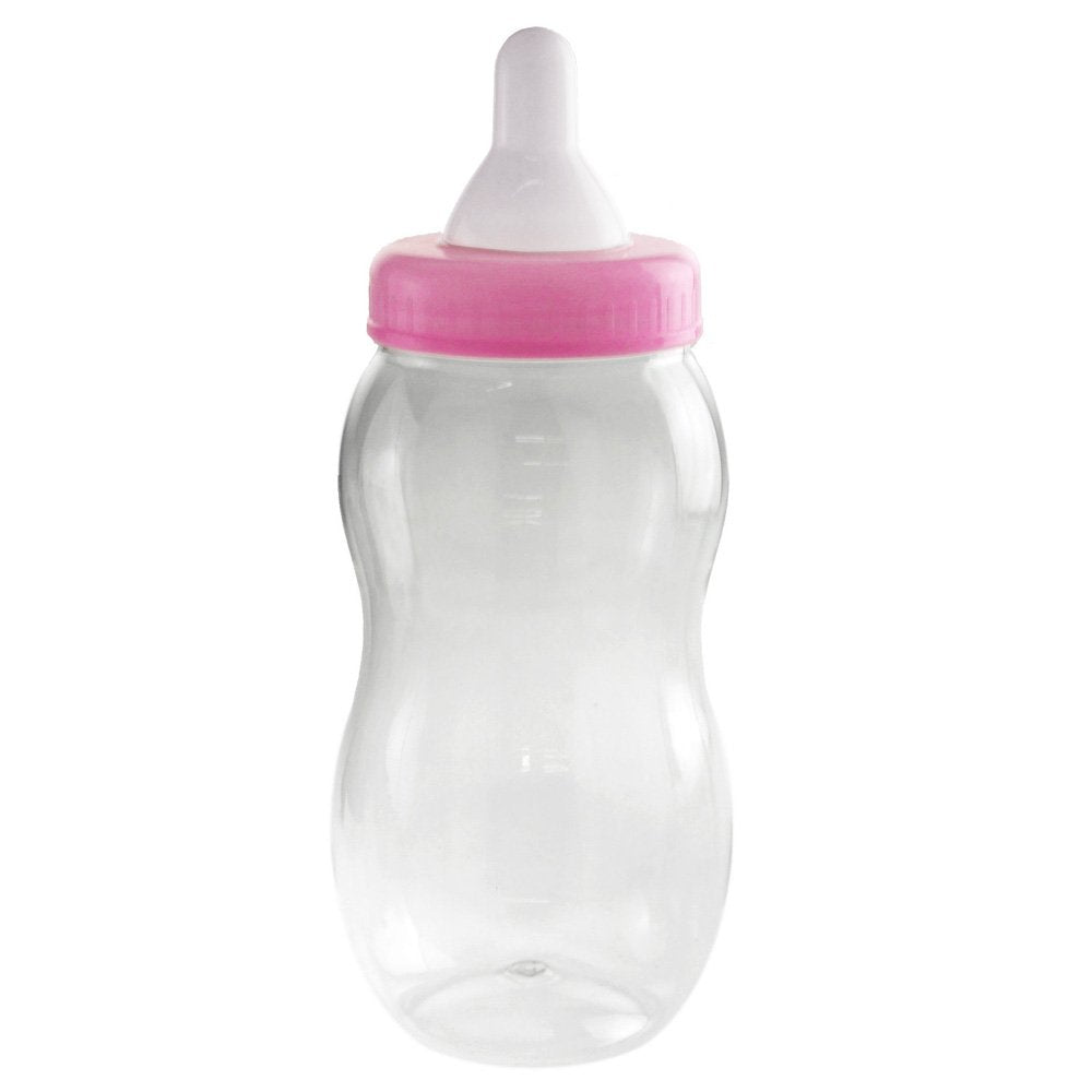 Homeford jumbo plastic baby milk bottle coin bank in light pink, ideal as a playful centerpiece.
