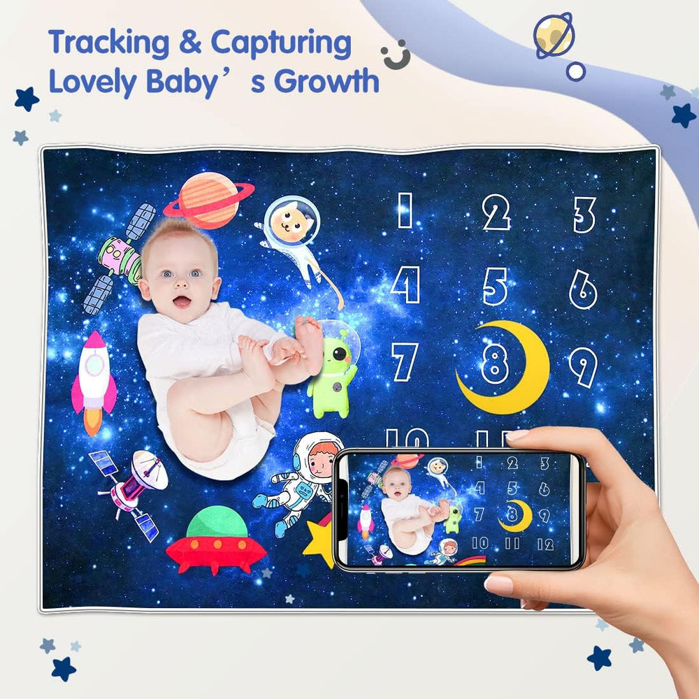 Homegician space-themed fabric with a starry sky pattern.