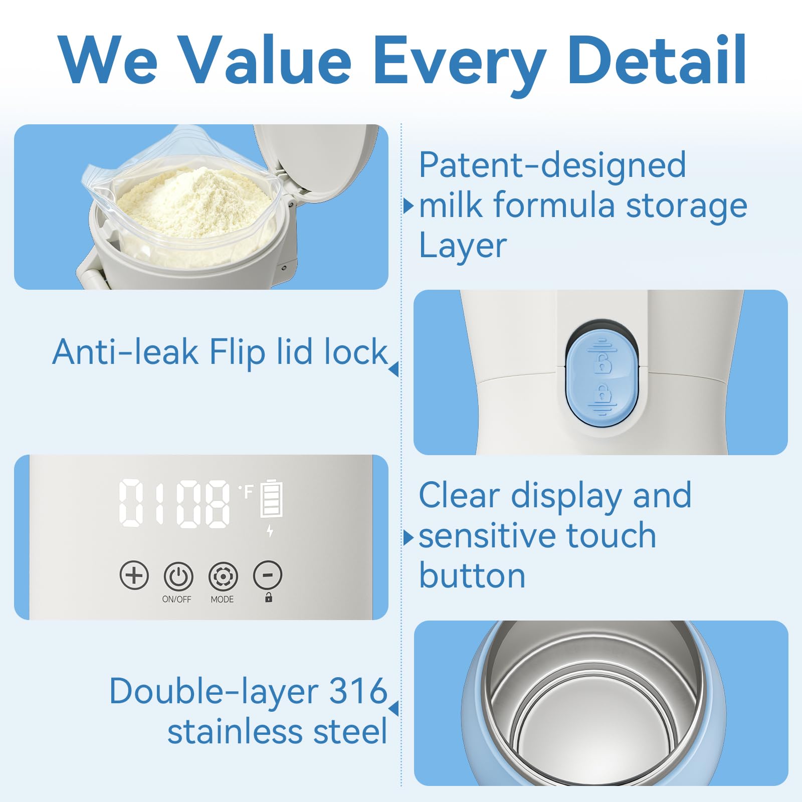 HOMEHELP 316 stainless steel interior preserves taste and eases cleaning.