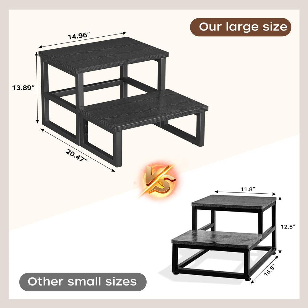 Homeiju step stool doubles as a storage shelf for jars and books.