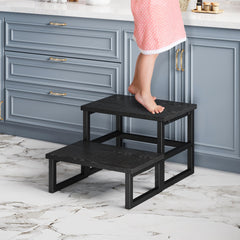 Homeiju two-tier stepping stool ready for kitchen countertop access.