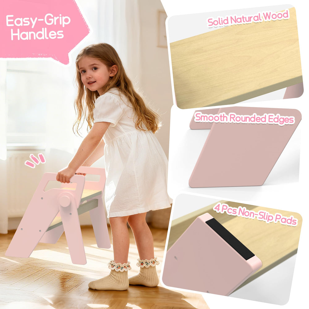 HOMEKOL pink color option blends with playful decor and encourages independence.