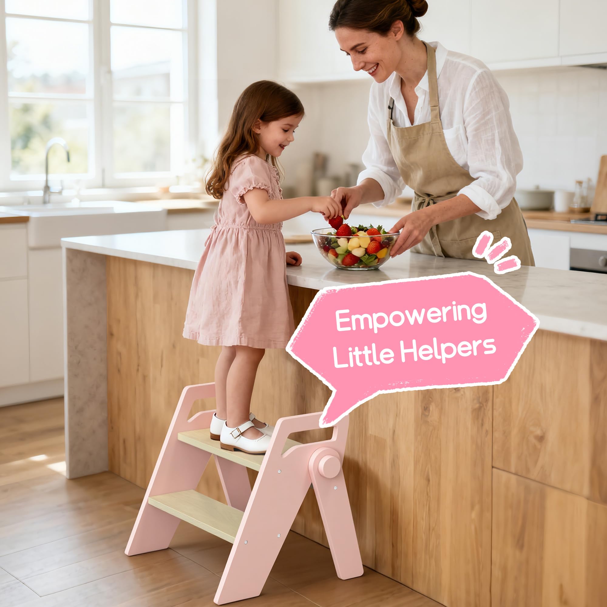 HOMEKOL foldable stool demonstrates flat-fold for compact storage.
