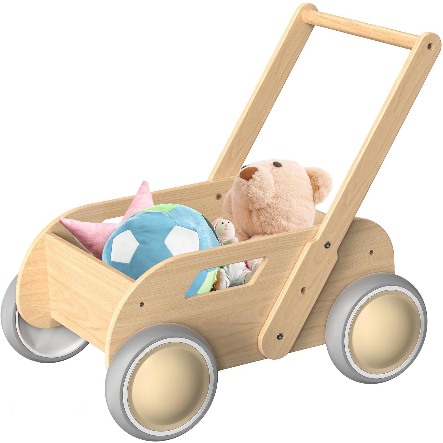 HOMEKOL wooden baby walker front view supports natural first steps