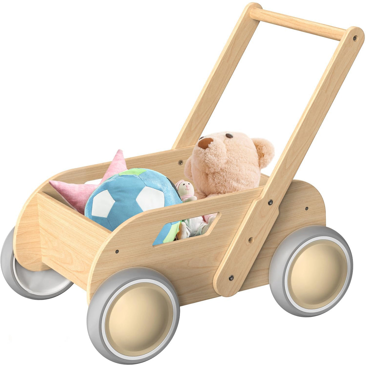 HOMEKOL wooden baby walker front view supports natural first steps