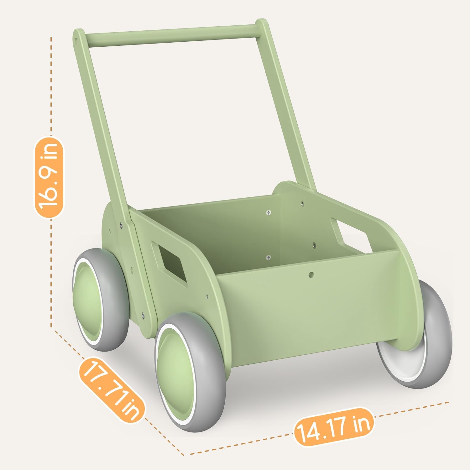 HOMEKOL wooden walker anti-tip design keeps little explorers upright.