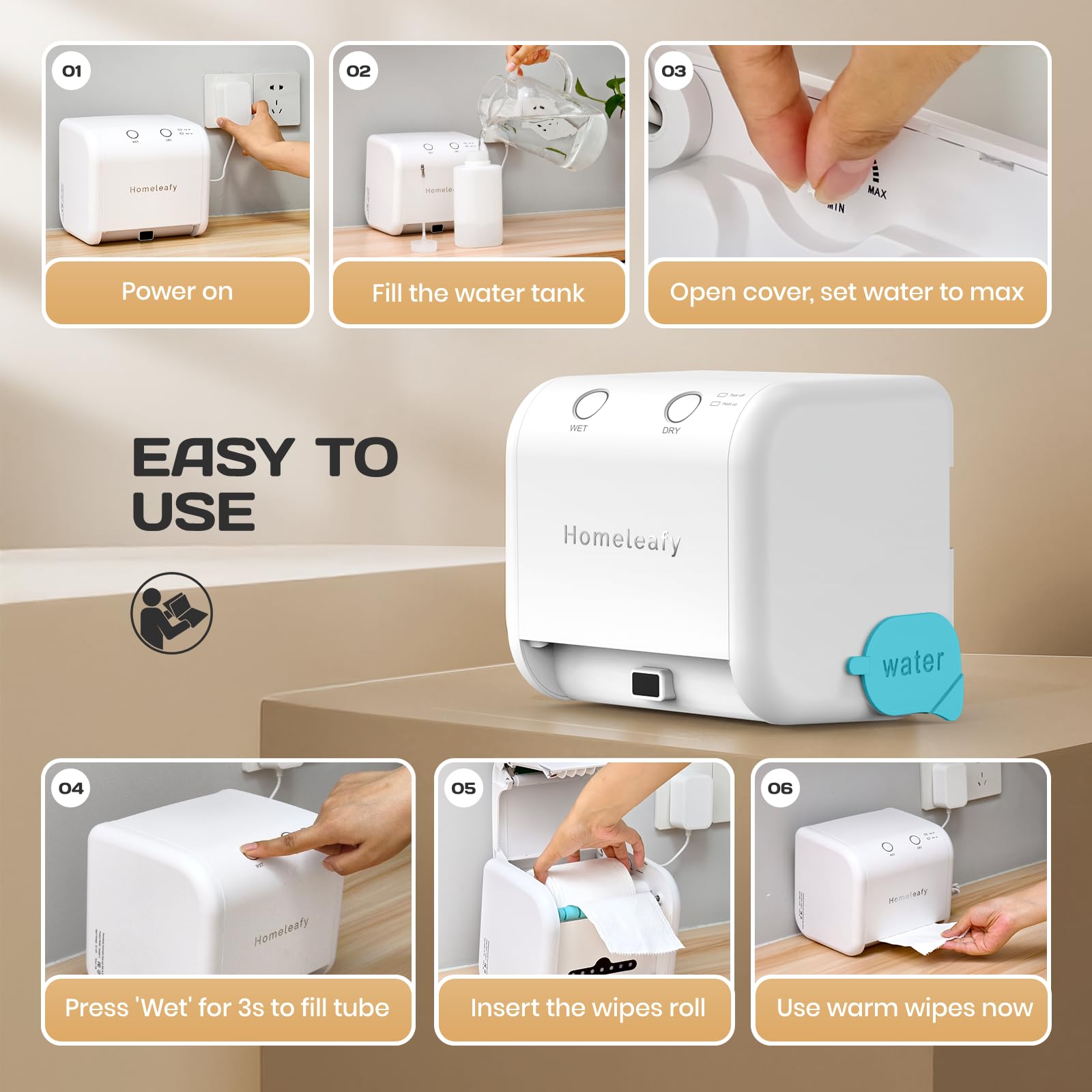 Homeleafy 2-in-1 wipes warmer with extra wipes rolls, ready for gifting.
