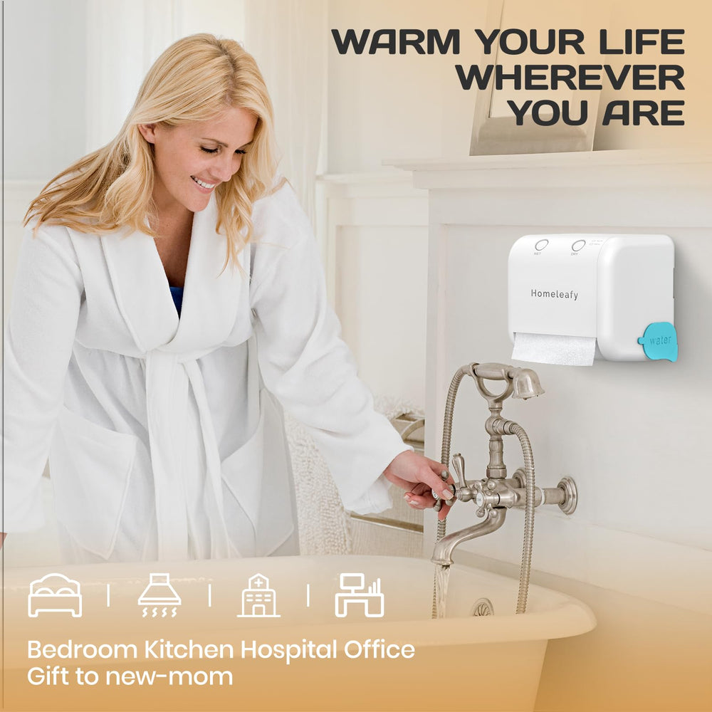Homeleafy 2-in-1 wipes warmer light purification, visible clean technology in use.