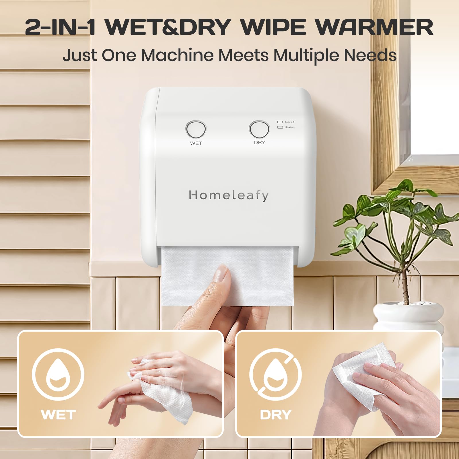 Homeleafy 2-in-1 wipes warmer water tank open for fewer refills.