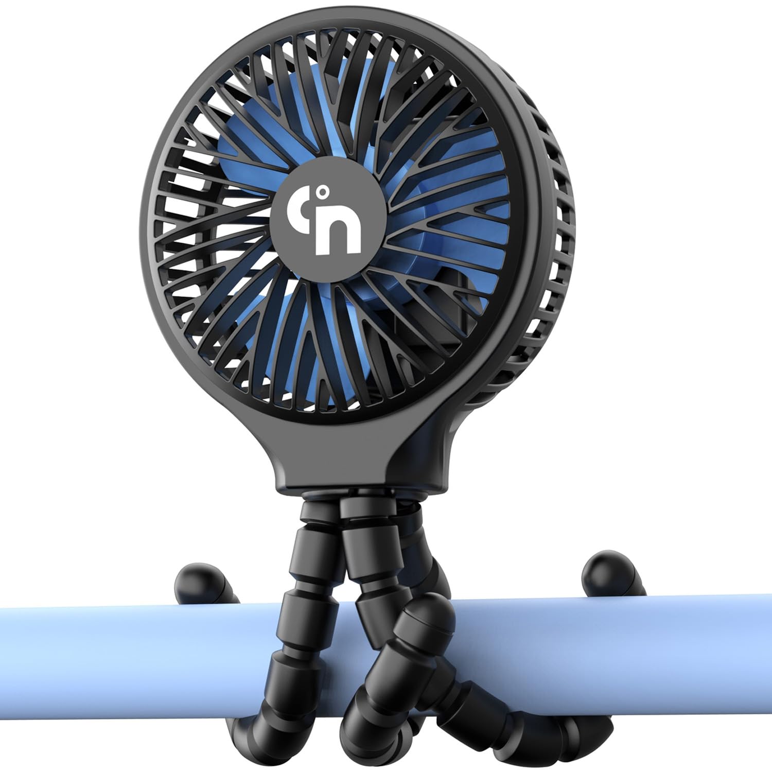 HomeLifairy portable stroller fan shown in angle view with clip-on versatility for easy attachment