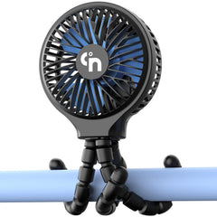 HomeLifairy portable stroller fan shown in angle view with clip-on versatility for easy attachment