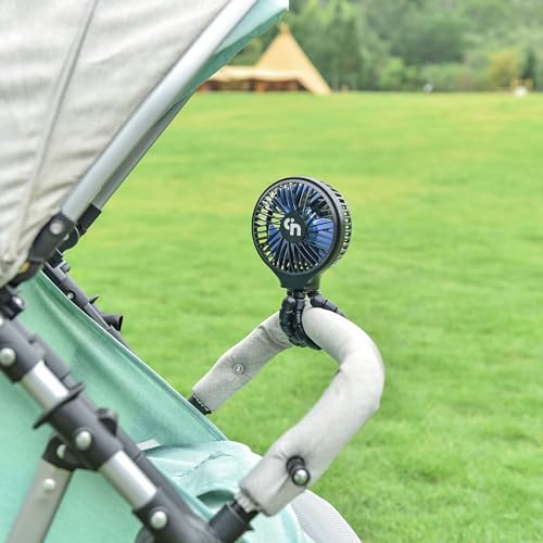 HomeLifairy stroller fan close-up highlighting clip-on attachment for strollers