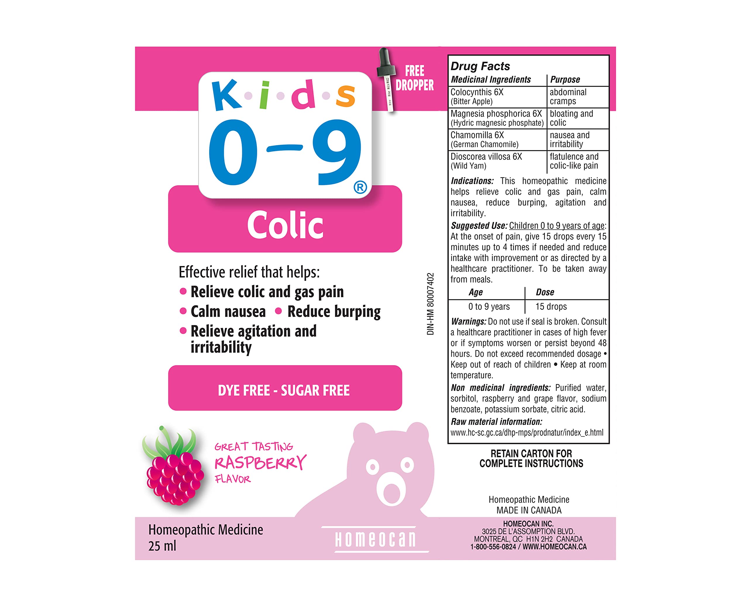 Homeocan Hmeo Kids Colic Solution 25ml drops closeup for accurate dosing