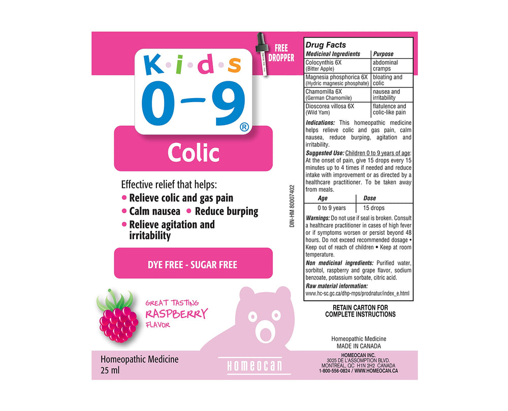 Homeocan Hmeo Kids Colic Solution 25ml drops closeup for accurate dosing