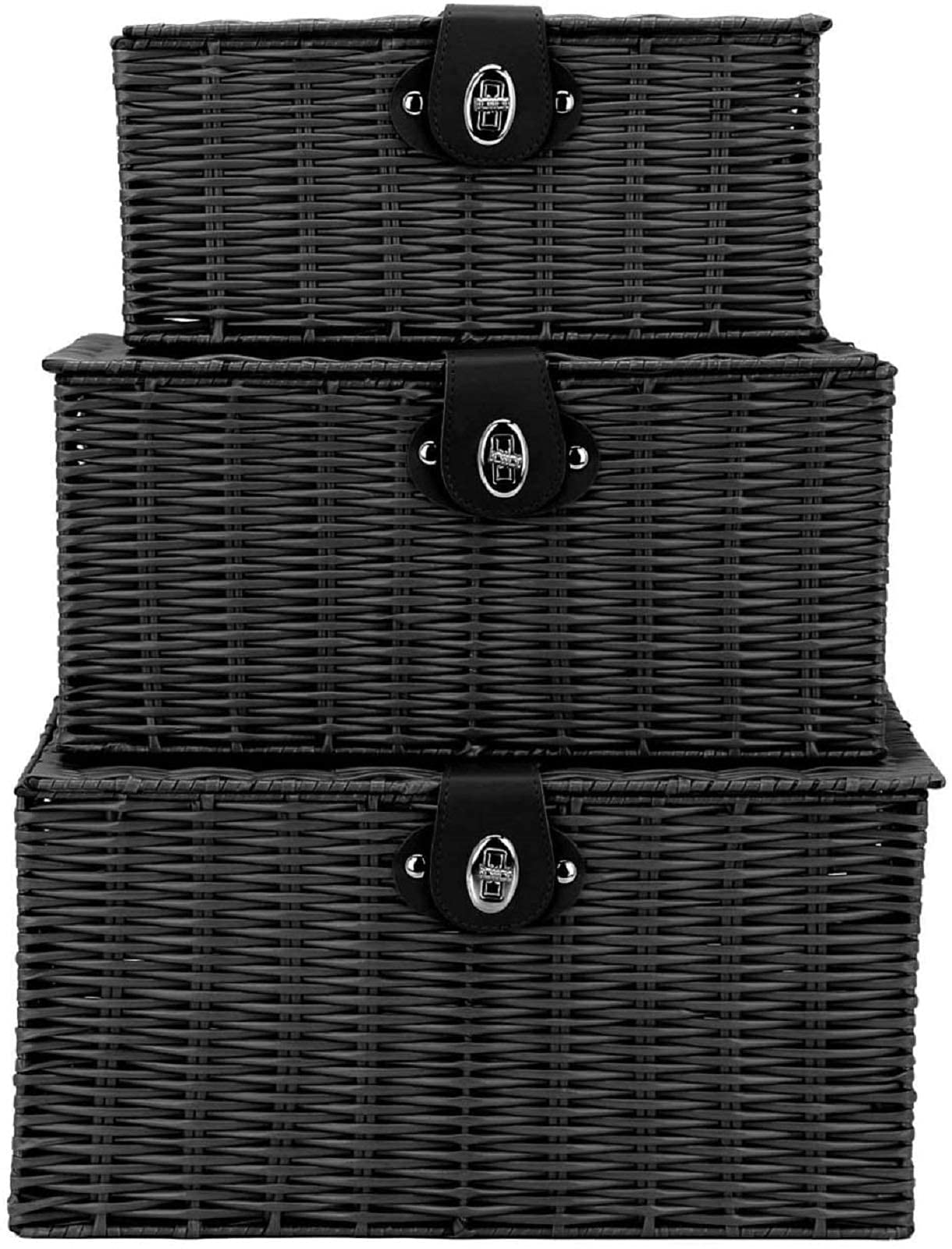 Homepeaz decorative black baskets blend with room decor and laundry loads.
