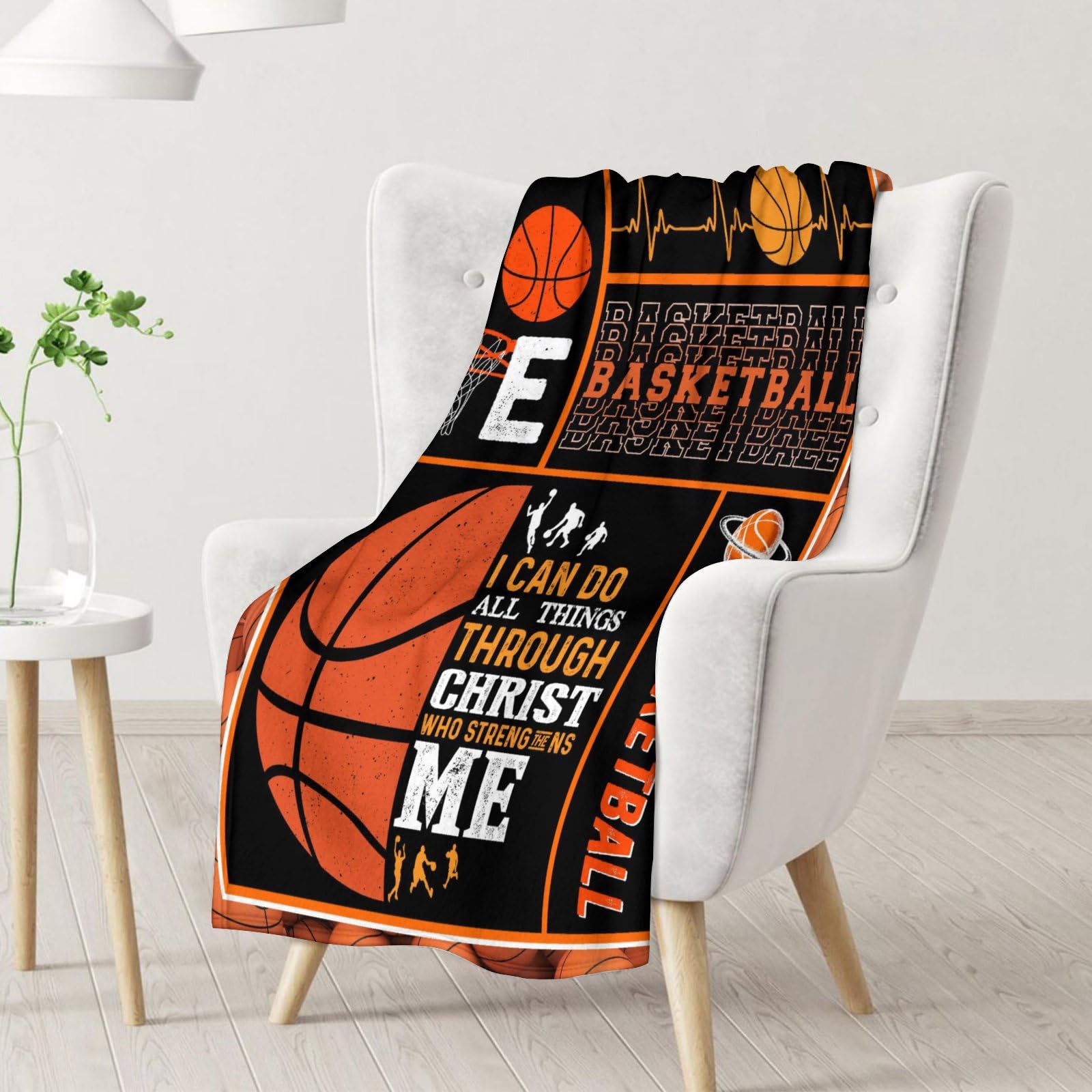 Homexzdiy basketball blanket for kids demonstrates user-friendly size and comfort.