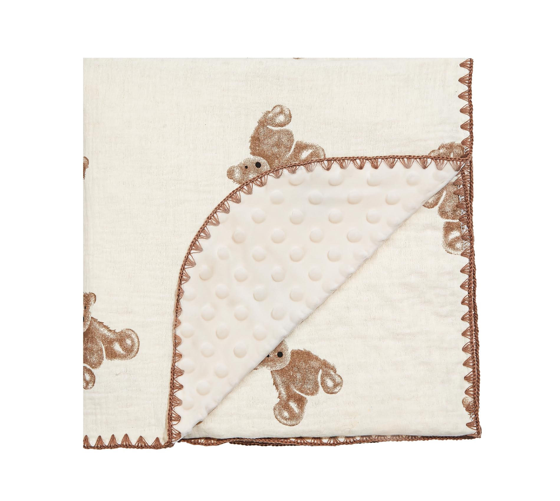 HomeyHues baby blanket with brown bear pattern offers soft nap-time comfort.