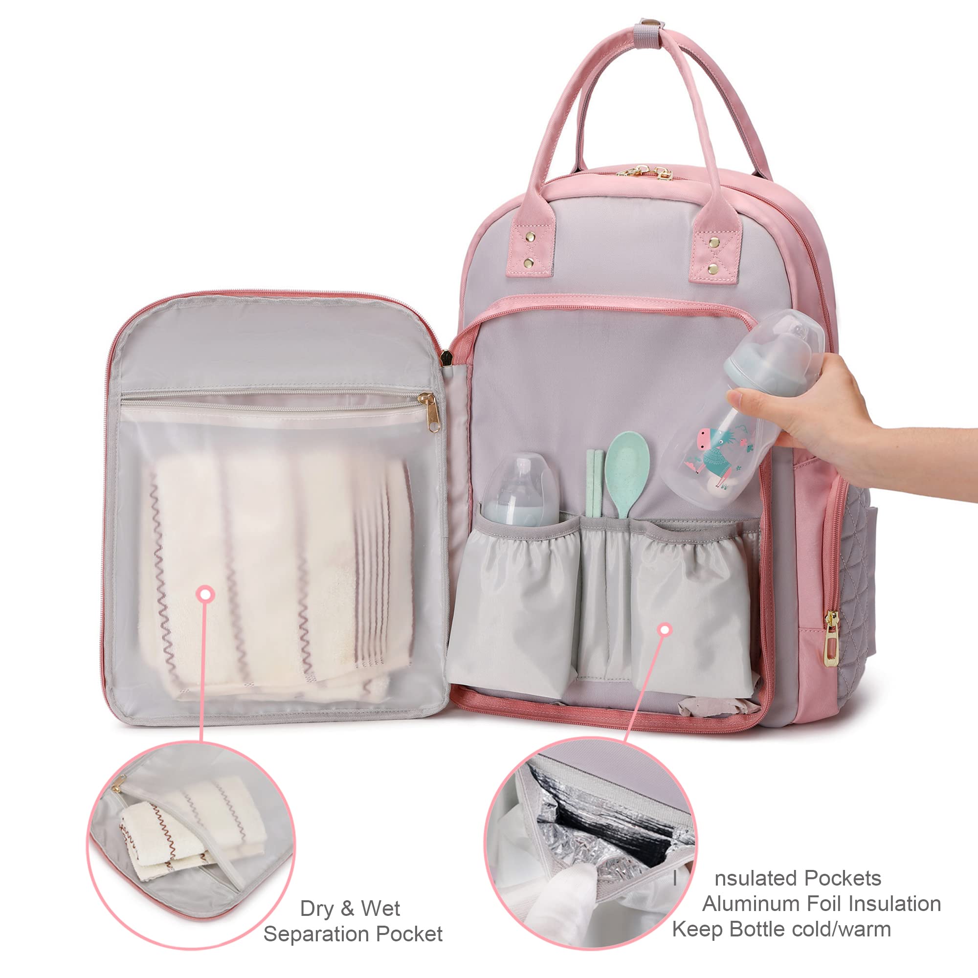 Homfu diaper bag backpack laptop compartment ideal for mom or dad on the go