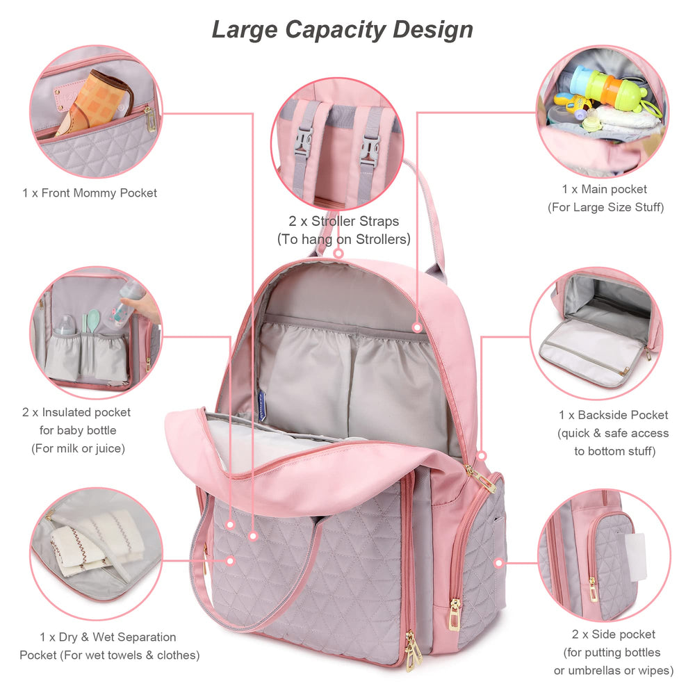 Homfu diaper bag backpack side pocket for quick access to wipes