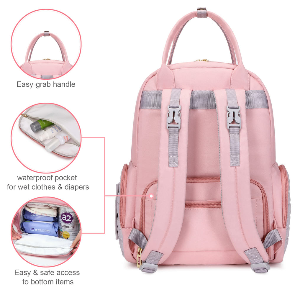 Homfu diaper bag backpack wipes pocket with dual use design